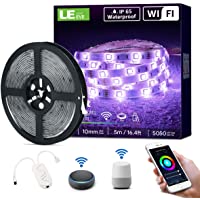 LE 5M 24W Luces de Tira LED WiFi 2-4 GHz- Impermeable IP65- Tiras LED 16 Millones RGB Regulable con APP- Control Remoto…